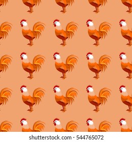 Seamless pattern with cock. Vector illustration