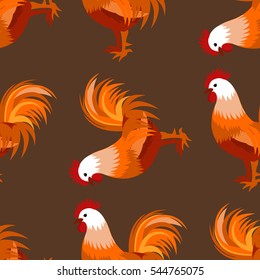 Seamless pattern with cock. Vector illustration