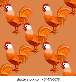 Seamless pattern with cock. Vector illustration