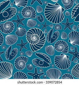 Seamless pattern with cockleshells