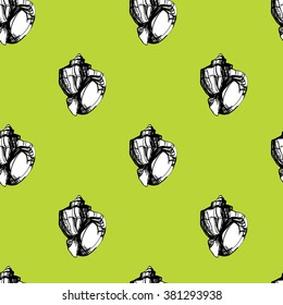Seamless pattern with cockleshells
