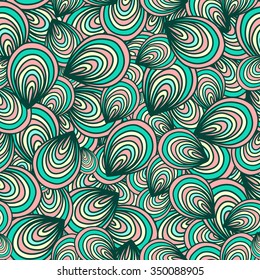 Seamless pattern with cockleshells. Abstract vector pattern