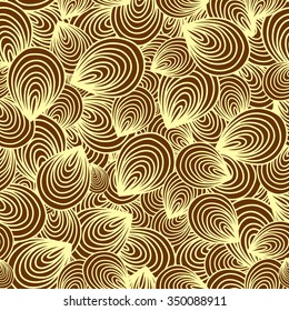 Seamless pattern with cockleshells. Abstract vector pattern