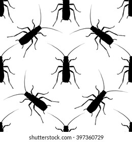Seamless pattern with cockroach. blattella germanica   hand-drawn cockroach. Vector illustration