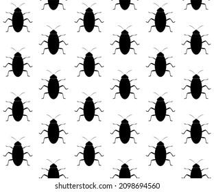 Seamless pattern of cockroach silhouette on white background. can be used for wallpaper, background, wrapping paper, bed sheet, book cover