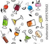 Seamless pattern Cocktail beverages background