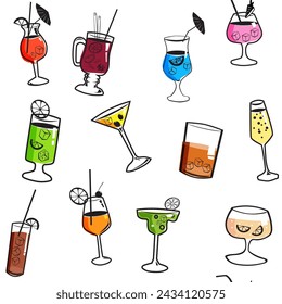 Seamless pattern Cocktail beverages background