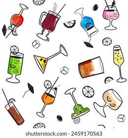 Seamless pattern Cocktail beverages background