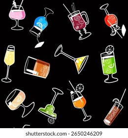 Seamless pattern Cocktail beverages background