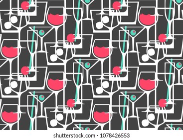 seamless pattern with cocktail glasses