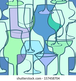 Seamless pattern of cocktail glasses in geometric shapes