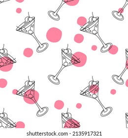 Seamless pattern with cocktail glasses isolated on white background. 