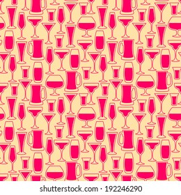 Seamless pattern with cocktail glasses for restaurant or bar menu