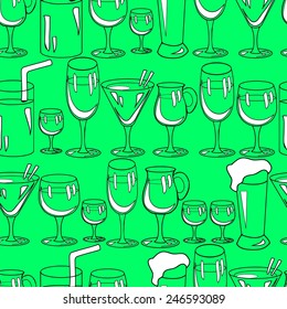 Seamless pattern with cocktail glasses for restaurant or bar menu