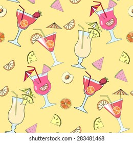 Seamless pattern with cocktail glasses. Vector Illustration