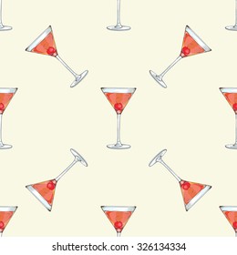 Seamless pattern with cocktail glasses. Vector Illustration