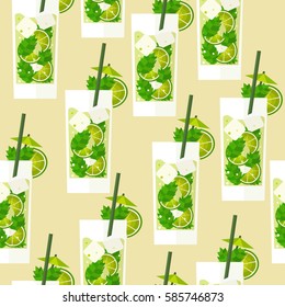 Seamless pattern with cocktail Mojito