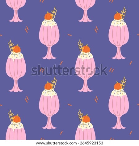 Seamless pattern with a cocktail and a straw for Halloween