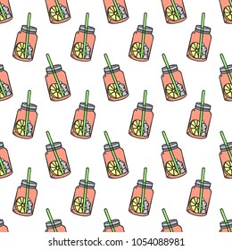 Seamless pattern of  cocktail - vector illustration. Hand drawn food illustration