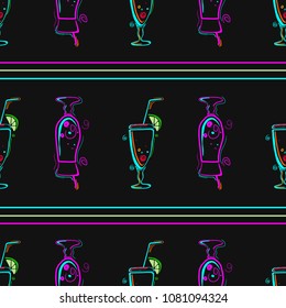 Seamless pattern with cocktails. 