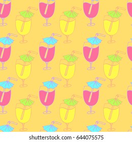 Seamless pattern with cocktails