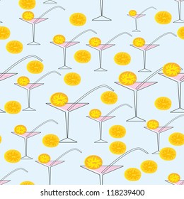 seamless pattern with cocktails. Abstract vector background