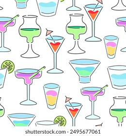 seamless pattern with cocktails. Design for backgrounds, textile, fabric, print, wallpaper, wrapping