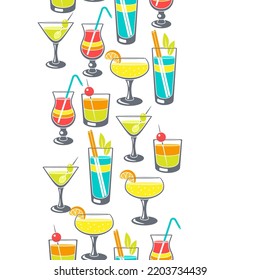 Seamless pattern with cocktails in glass. Alcoholic drink for party.