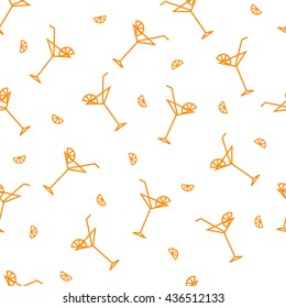 Seamless pattern with cocktails and lemons. Vector illustration.