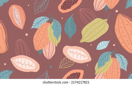 patrón ininterrumpido de cacao. Ilustración vectorial.