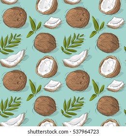 Seamless pattern with coconut