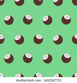 Seamless pattern with coconut cocktail. Vector illustration.