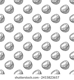 Seamless pattern with coconut doodle for decorative print, wrapping paper, greeting cards, wallpaper and fabric