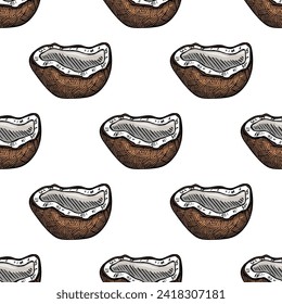 Seamless pattern with coconut doodle for decorative print, wrapping paper, greeting cards, wallpaper and fabric