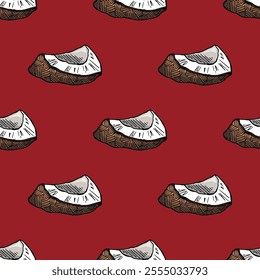 Seamless pattern with coconut doodle for decorative print, wrapping paper, greeting cards, wallpaper and fabric