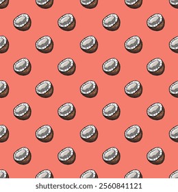 Seamless pattern with coconut doodle for decorative print, wrapping paper, greeting cards, wallpaper and fabric