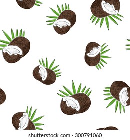 Seamless Pattern of  Coconut , Fruit Pattern,  Vector Illustration