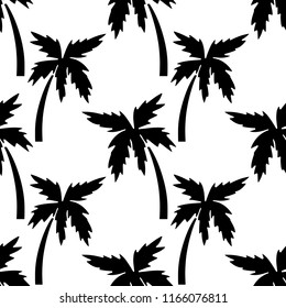 Seamless pattern with coconut palm tree silhouettes. Repeating background. Fabric design