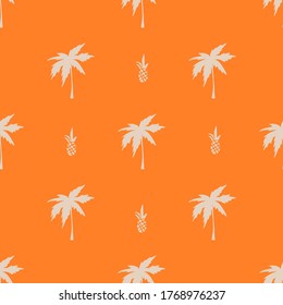 palmera de coco sin foco, piña. Fondo tropical. Impresión veraniega. Diseño de tejido, papel tapiz