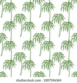 Seamless Pattern with Coconut Palm Trees. Endless Print Silhouette Texture. Ecology. Forest. Hand Drawing. Retro. Vintage Style - vector
