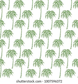 Seamless Pattern with Coconut Palm Trees. Endless Print Silhouette Texture. Ecology. Forest. Hand Drawing. Retro. Vintage Style - vector