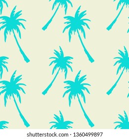 Seamless pattern coconut palm trees. Nature background. Fabric design, wallpaper
