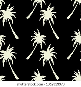 Seamless pattern coconut palm trees. Nature background. Fabric design, wallpaper