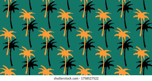 Seamless pattern with coconut palm trees. Tropical  background. Summer print. Fabric design, wallpaper