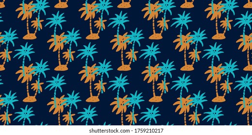 Seamless pattern with coconut palm trees. Tropical  background. Summer print. Fabric design