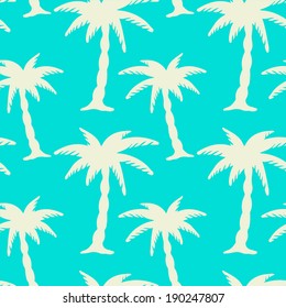 Seamless pattern with coconut palm trees. Endless print silhouette texture. Retro. Vintage style - vector 