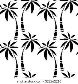 Seamless pattern with coconut palm trees. Nature repeating background. Cloth design. Wallpaper, wrapping