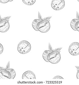 Seamless pattern with coconut. Perfect for wallpaper, gift paper, pattern fills, web page background, greeting cards, package.
