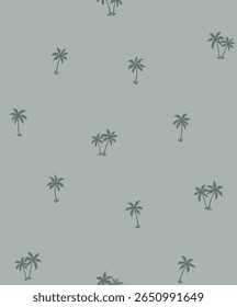 Seamless pattern with coconut and coconut tree on white background
