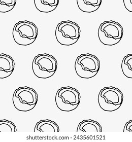 Patrón sin costuras con cocos. Ilustración vectorial de dibujo de contorno. Perfecto para fondos de pantalla, papeles de envoltura, menú de restaurante, fondo de página web, textil 
